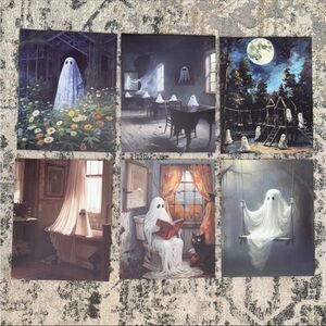 6pc Set of Ghost Art Prints wall art decor